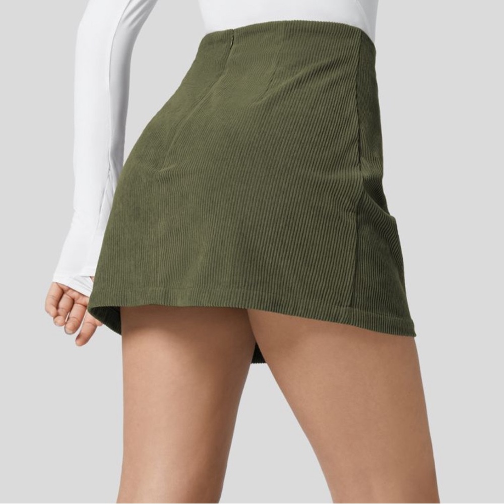 Like New Corduroy High waisted invisible zipper 2 in 1 A line mini skirt shorts